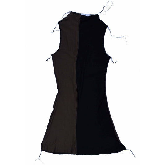 drape neck dress/ dark