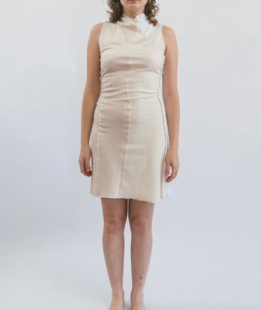 drape neck dress/ light