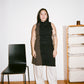 high neck dress/ dark