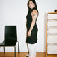 high neck dress/ dark