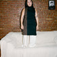high neck dress/ dark
