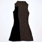 drape neck dress/ dark