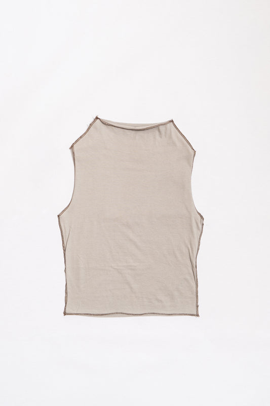 drape neck top/ gray